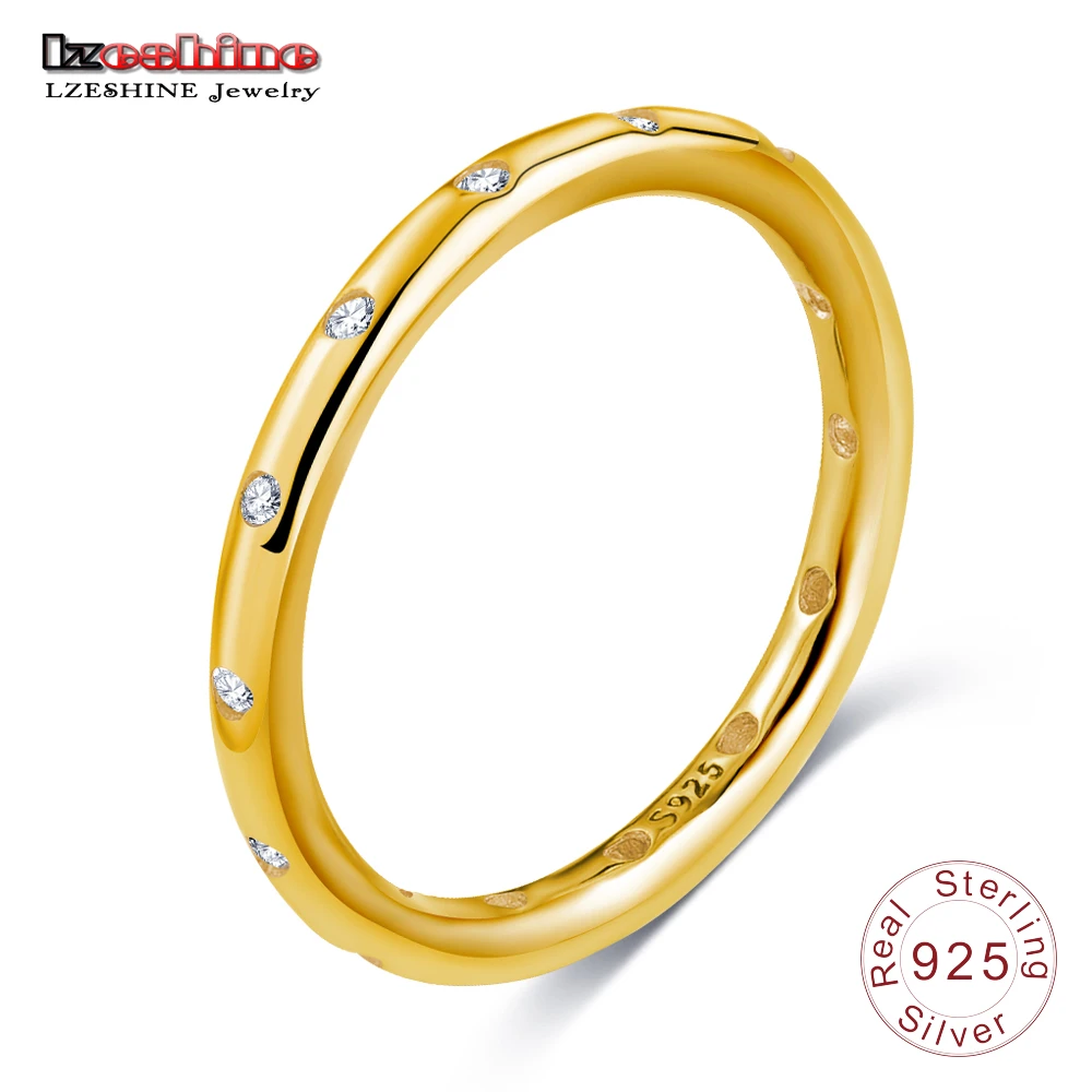 LZESHINE 925 Sterling Silver Rings Simple Style Finger Ring for Women Wedding with AAA Zirconia European Jewelry PSRI0014-B