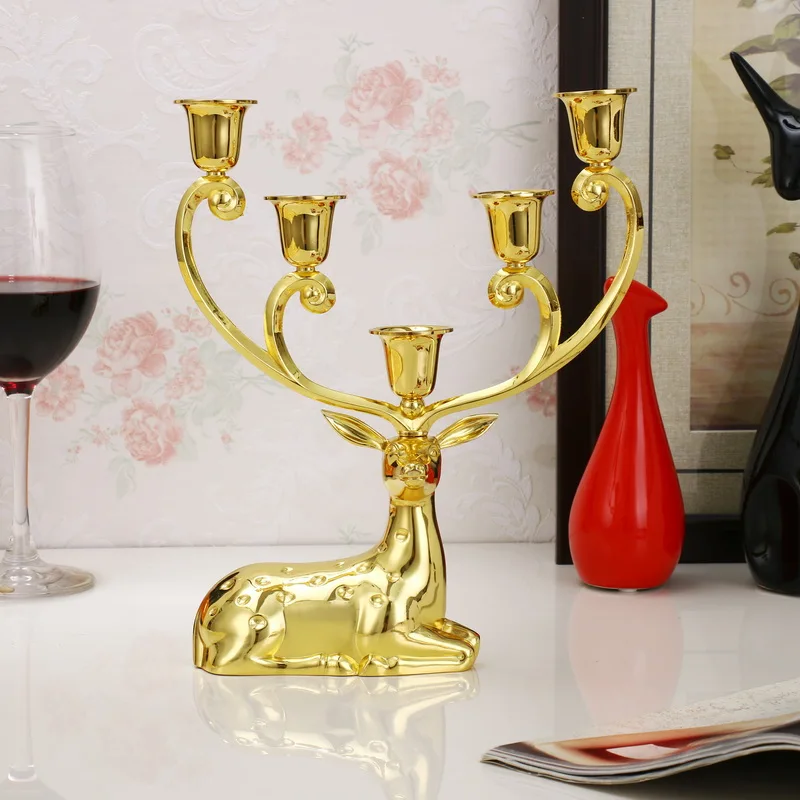

Home Decoration Luxurious Spotted Deer Candlestick Candle Holders Candelabra For wedding centerpieces candle stand free shipping