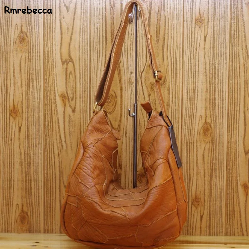 

Soft sheepskin leather bags for women casual tote large capacity bohemian stitching handbags vintage retro shoulder bags bolso