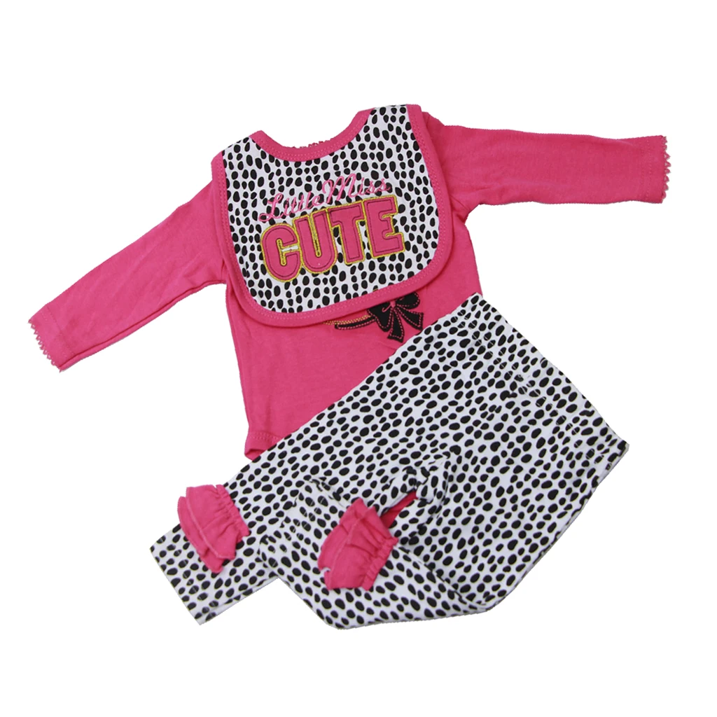 New Arivals Dotted Romper Dress Headband Clothes Set for 22''-23'' New Baby Girl Dress Up Outfit Dollfle Dolls Accessories