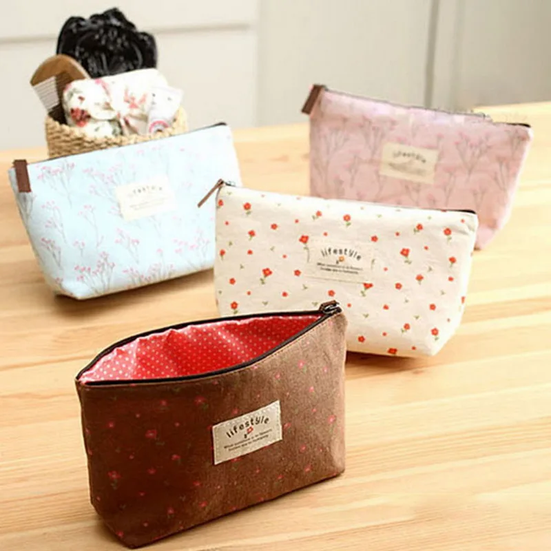 

Litthing Sweet Exquisite Floral Print Canvas Cosmetic Bags Women's Fashion New Large Capacity Multi-functional Zipper Makeup Bag