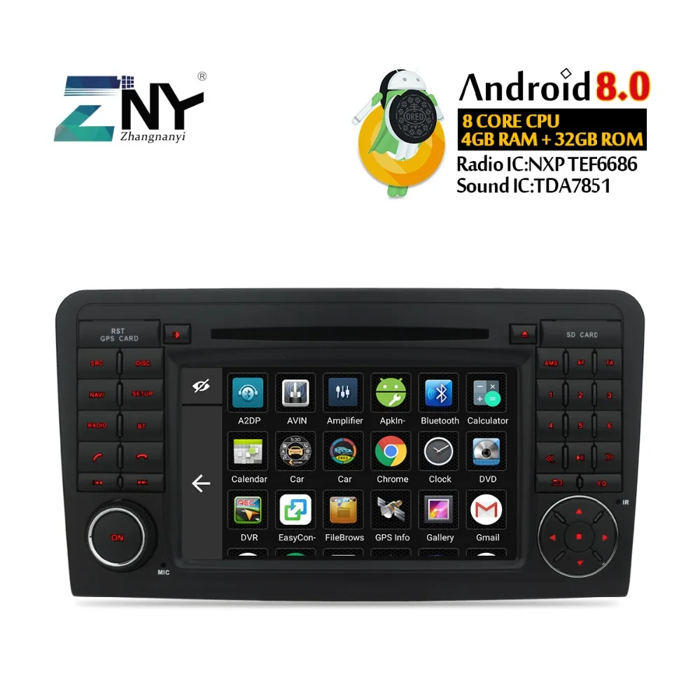 Discount 7" IPS Android 8.0 Car DVD Stereo For Benz GL ML Class W164 X164 ML350 GL450 Auto Radio FM RDS GPS Navigation WiFi Backup Camera 1