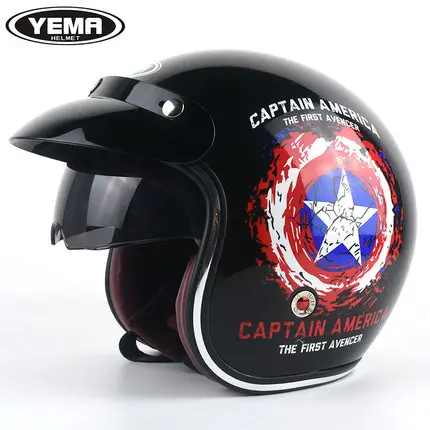

New Arrival YEMA Cross-country motorcycle helmet women and men Personality fashion electric Harley summer Half safety helmet