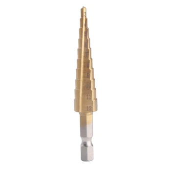 

3-12mm Quick-change 1/4'' Hex Shank HSS Step Cone Titanium Drill Bit Hole Cutter