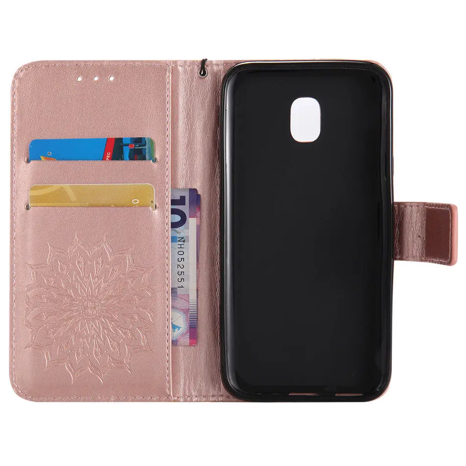 Кожаный чехол с подсолнухом для Capa Samsung A8 Plus 2018 A5 A3 2016 Galaxy S9 S5 Mini J3 J5 J7 2017 чехлы A310 A320