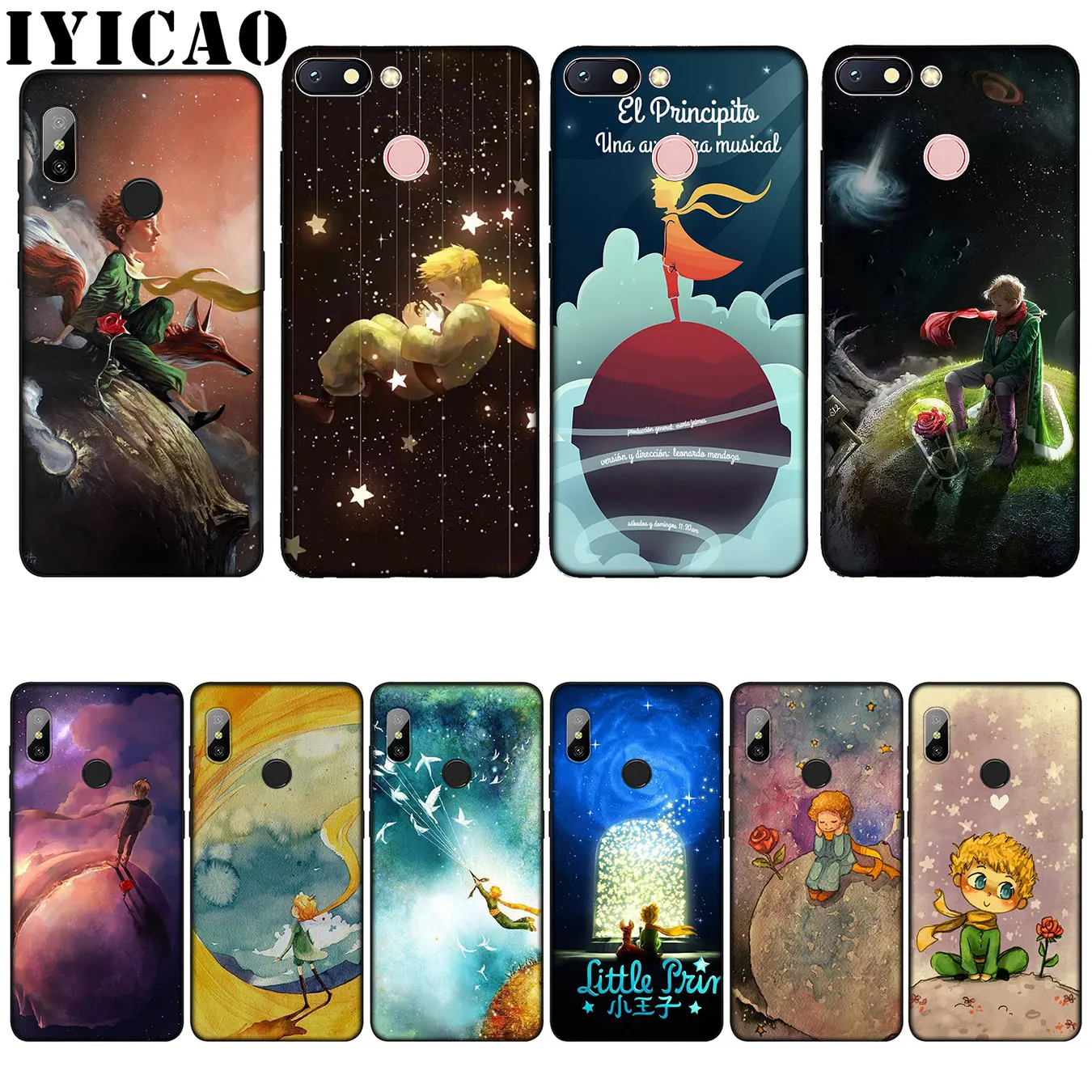 

IYICAO The Little Prince Smart Silicone Soft Case for Xiaomi Redmi 6A 5A Note 7 4 4X 5 Plus 6 Pro Black TPU Cover