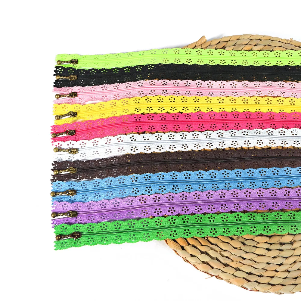 

10pcs/lot 24cm/29cm/39cm Random Mix Color Zippers For Bags Shoes Garment DIY Lace Nylon Finish Zipper for Sewing Wedding Dress