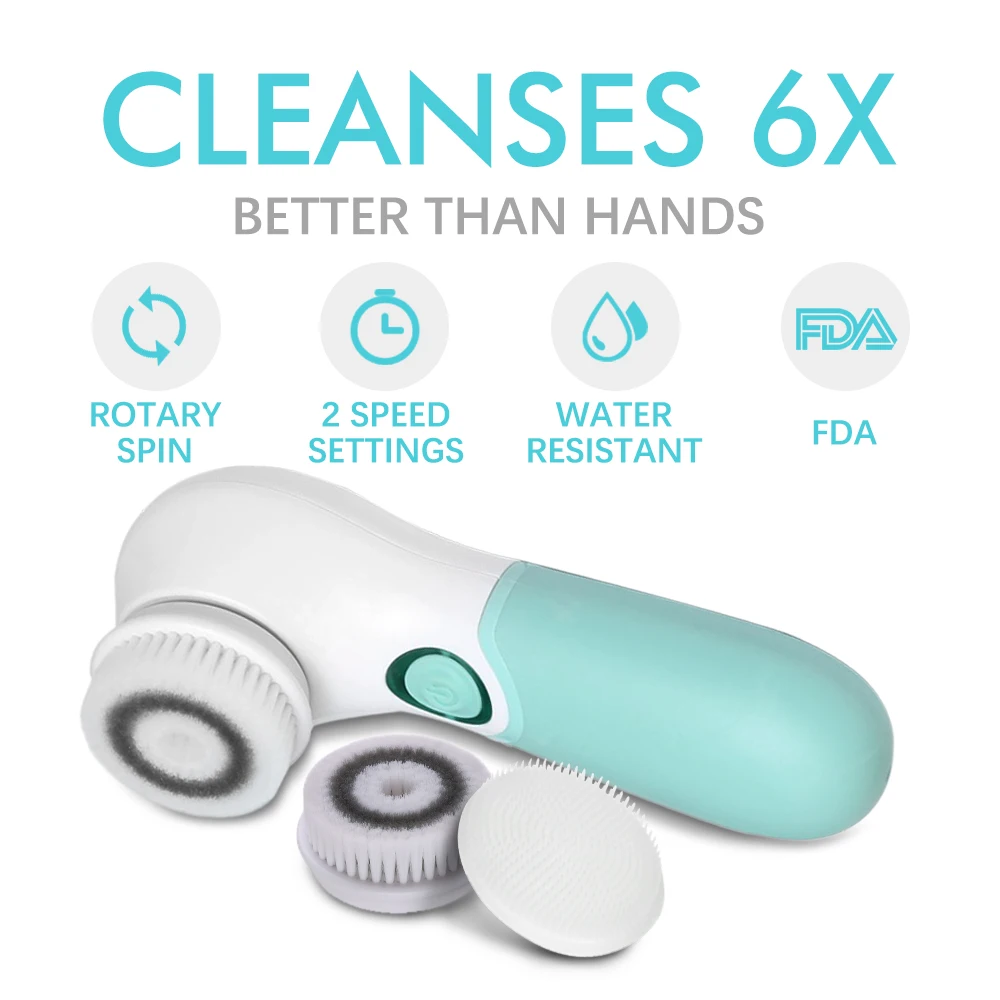 Cabeça de Escova de Rotação Dispositivo de Limpeza de Cara de Duas Conjunto com 3 Touchbeauty Impermeável Escova Facial Limpeza Profunda Diferente Velocidades Tb-14838 10 Cheap Utensílios de cuidado facial