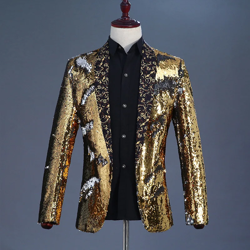 Shiny Red Sequin Shawl Collar Tuxedo Suit Blazer Men Wedding Groom Singer Prom Glitter Suit Jacket DJ Club Stage Blazer Hombre 4