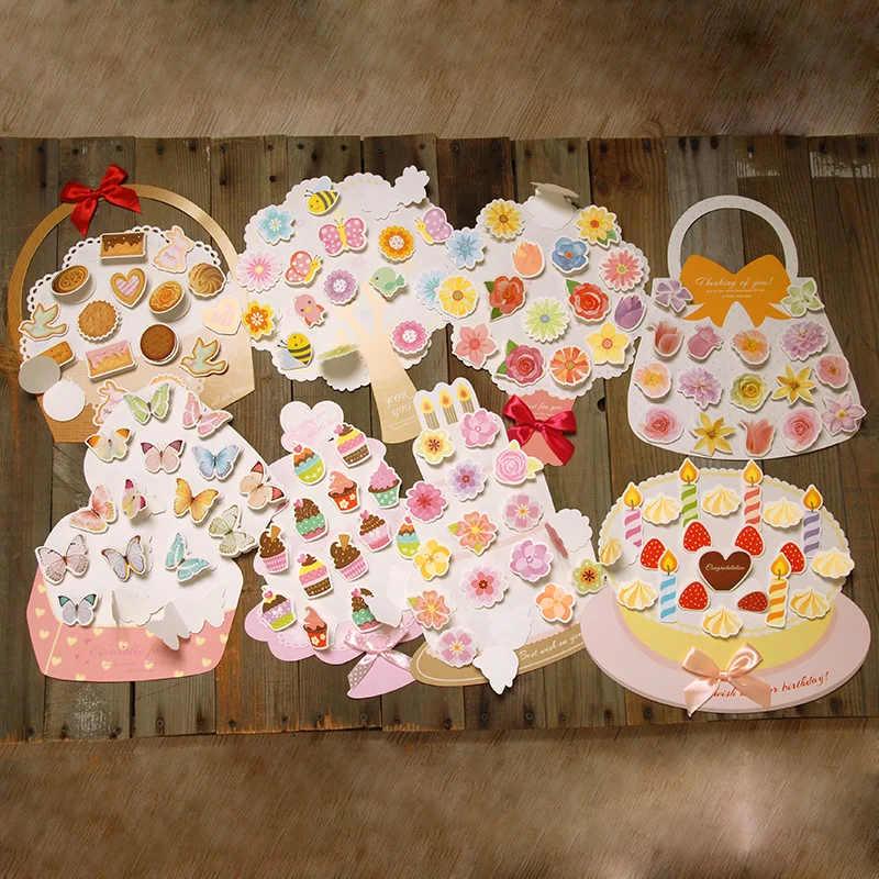 3D мини открытки фон стены diy 16 Дети День рождения сообщения карты|card kit|message