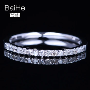 

BAIHE Solid 14K White Gold 0.2CT H/SI Round Natural Diamonds Wedding Women Trendy Fine Jewelry Diamond Ring