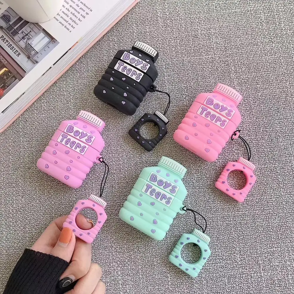 

3D boy tears collection bottle Bluetooth wireless headset set Silicone cover For Airpods Earphone Protective Shockproof cases