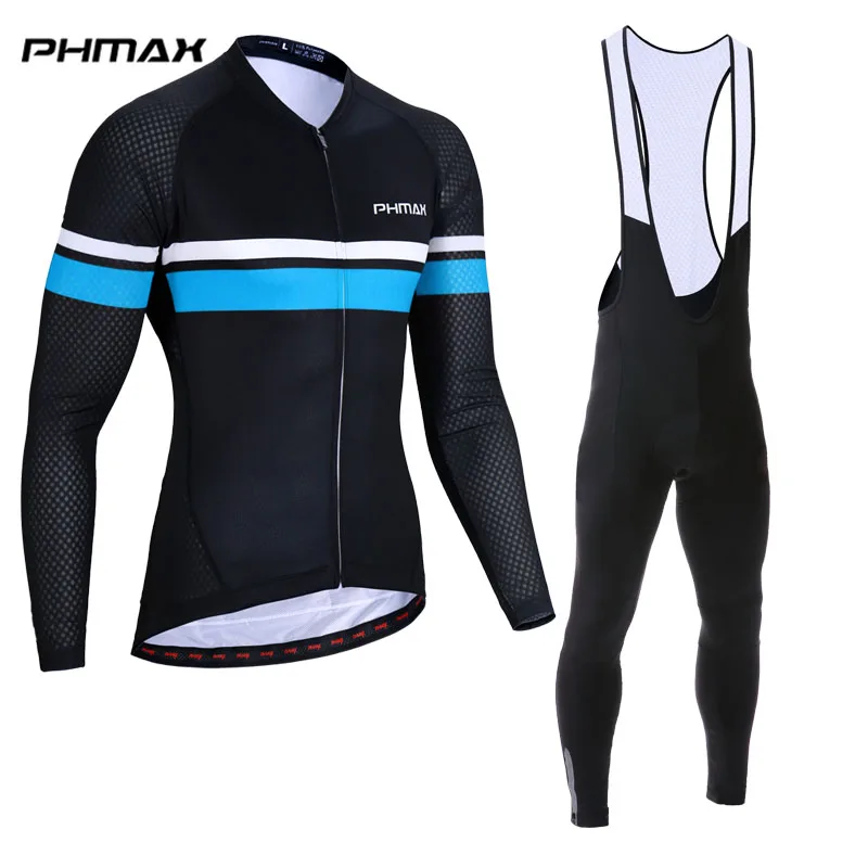 Bib Cycling Set PHMAX Pro Bib Велоспорт Джерси Набор с длинным рукавом Одежда для велоспорта осень быстросохнущая одежда для горного велосипеда одежда для гоночного велосипеда одежда для велоспорта - Цвет: Bib Cycling Set