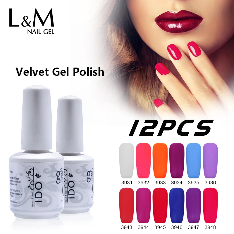12 Pcs Free Shipping Velvet Gel Nails Polish Professional ...