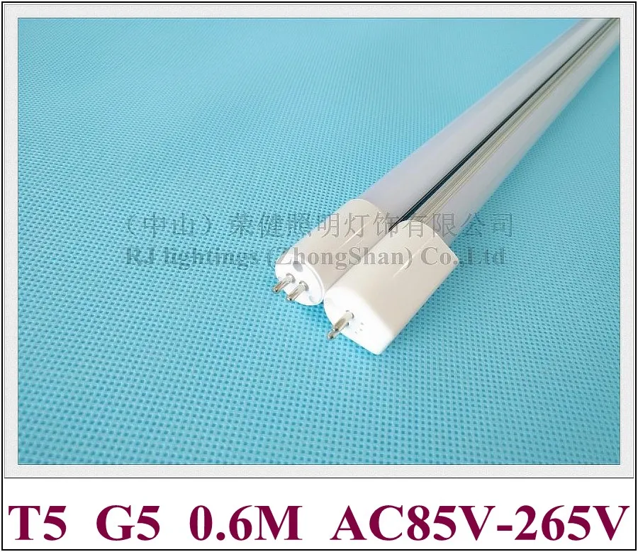 

New arrival AC85-265V input T5 G5 LED tube light lamp fluorescent LED tube 0.6M 2FT SMD2835 48led 9W 1000lm aluminum CE ROHS