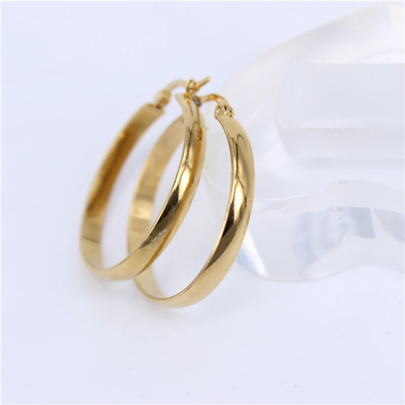 

New design Diameter 20MM-40MM Fashion Big Circles gold color smooth Hoop Earrings Party Jewelry Gift Wholesale LH500