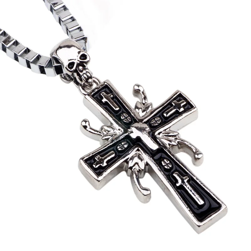 

Crucified Jesus Cross with Carved Word Christian Pendant Necklaces Jewelry for Men Heavy Link Byzantine Chain
