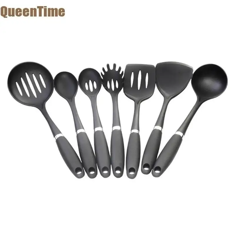 

QueenTime Nylon 7Pcs Kitchen Utensils Set Cooking Gadgets Spaghetti Server Slotted Turner Salad Spoon Heat-resistant Accessories