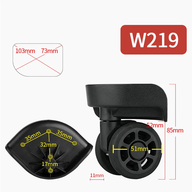 Чемодан и сумки аксессуары чемодан на колесах Замена Универсальный колеса для путешествий Чемодан аксессуары rolling Чемодан ролики - Цвет: W219(2 Wheels)Black
