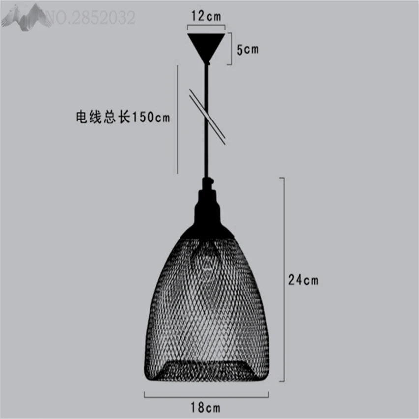 Jw_скандинавские винтажные металлические подвесные светильники Светодиодный сетчатый кухонный потолочный светильник для столовой освещение 1 Ретро лампа Lampara De La Vendimia