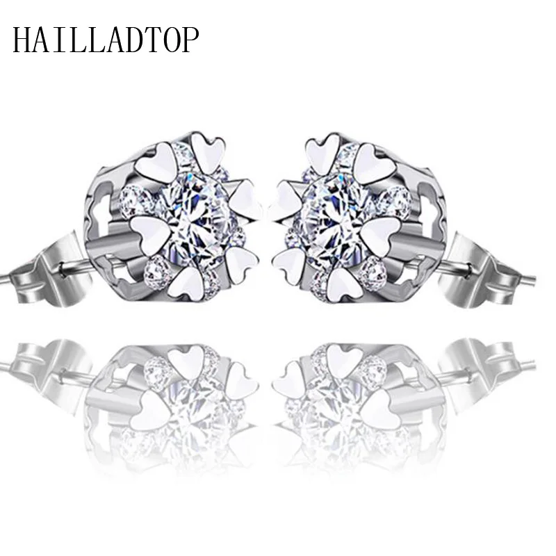 64 Faces font b Crystal b font Simple Silver Plated Stud Earrings font b Luxury b