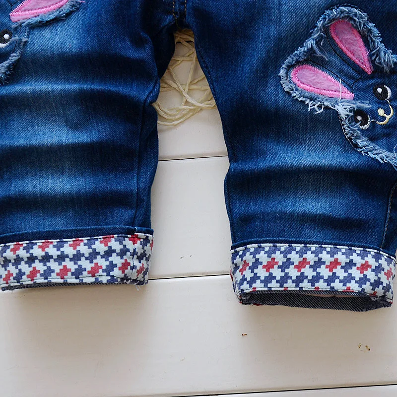 BibiCola/весенние джинсовые комбинезоны для малышей; комбинезоны; Детский комбинезон с бантом; джинсы с рисунком кота; Одежда для маленьких детей; штаны на бретелях для девочек