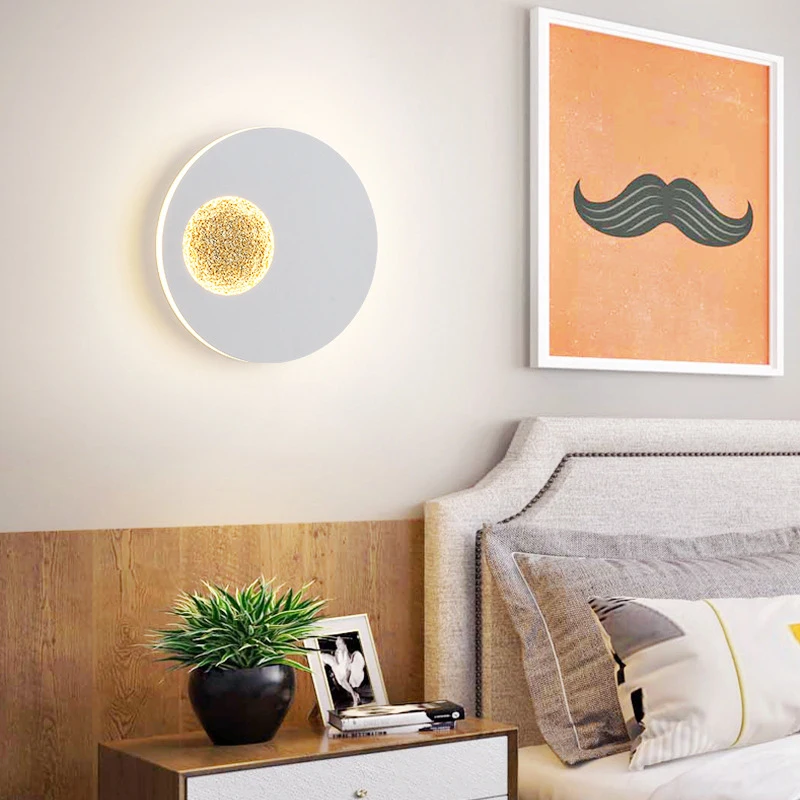 AC85-265V 13W LED Wall Lamp Artistic Round Moon Wall Sconces Lighting Fixtures For Living Room Bedroom Stair Indoor light