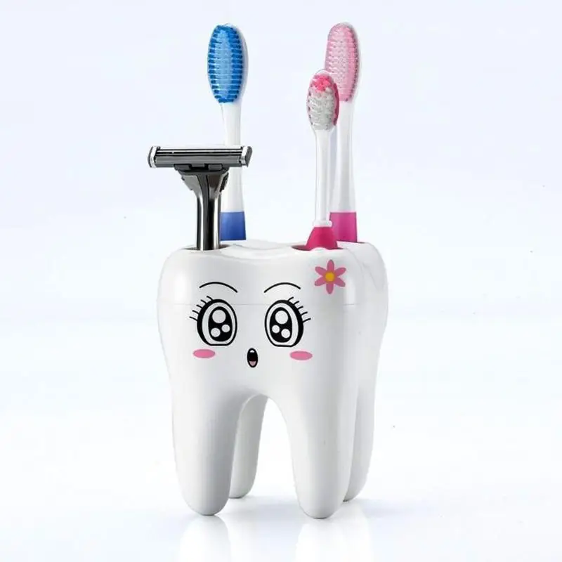 

Teeth Style Toothbrush Holder 4 Hole Cartoon Toothbrush Stand Tooth Brush Shelf Bracket Container Bathroom Accessories Set