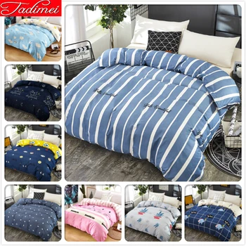

Blue White Stripe 1 piece Duvet Cover Adult Kids Child Soft Cotton Bedding Bag 150x200 180x220 200x230 220x240 Single Queen Size