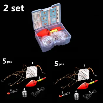 

10Pcs 2 Set Fishing Tackle Tool Carp Fishing Float Bobber Sea Monster with 6 Strong Explosion Hooks Fishing Equipment 1 Sst 5pcs