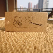 50 шт. милый медведь ручной работы из крафт-бумаги бирка пустой подарок, тег Закладка DIY креативный ПРИМЕЧАНИЕ Цена Этикетка 5,7x2,4 см
