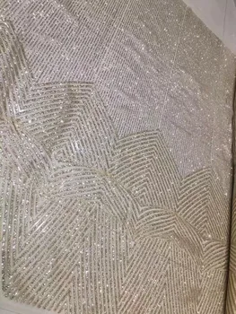 

Hot selling Sophia-11.1210 glued glitter sequins lace fabric African French net tulle Lace Fabric for party