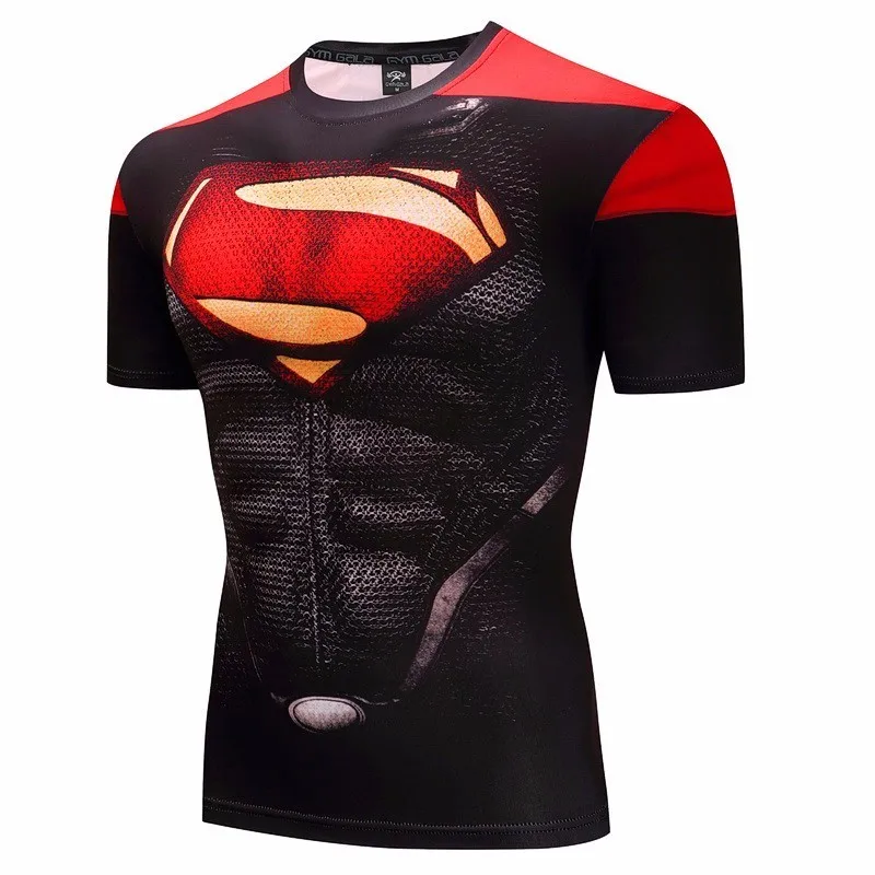 Капитан Америка Фитнес Бодибилдинг компрессионная рубашка Мужская Аниме рашгарда Рашгард ММА Кроссфит 3D Супермен Каратель футболка