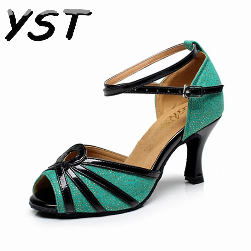 Women Latin Tango Ballroom Dance Shoes Green Salsa Dancing Shoes High heel 5CM 6CM 7CM 8CM 10CM