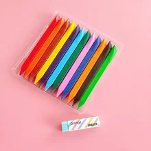 6 компл./лот 12 цветов арт пастельный мелок с ластиком мини чертежный карандаш для раскрашивания Для детей Подарочные канцелярские принадлежности товары для рукоделия F654