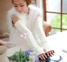 Twist long arm set knitted wool half finger long gloves warm and thickened acrylic sleeve Twist long arm set knitted wool half finger long gloves warm and thickened acrylic sleeve