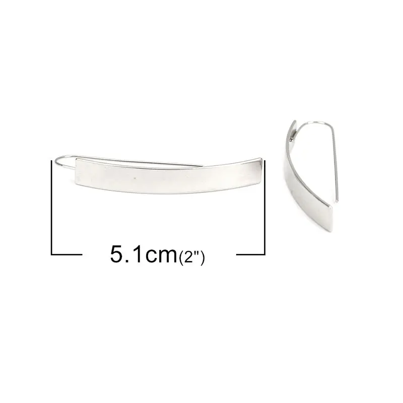 304 Stainless Steel Earrings Smooth Arc Drop Clip Earring 5.1x 0.7cm 1 Pair ear clip earrings,clip earrings,ear clip