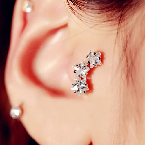 

2018 new 16gauge triple CZ star Tragus Cartilage helix conch daith piercing earring stud body jewelry