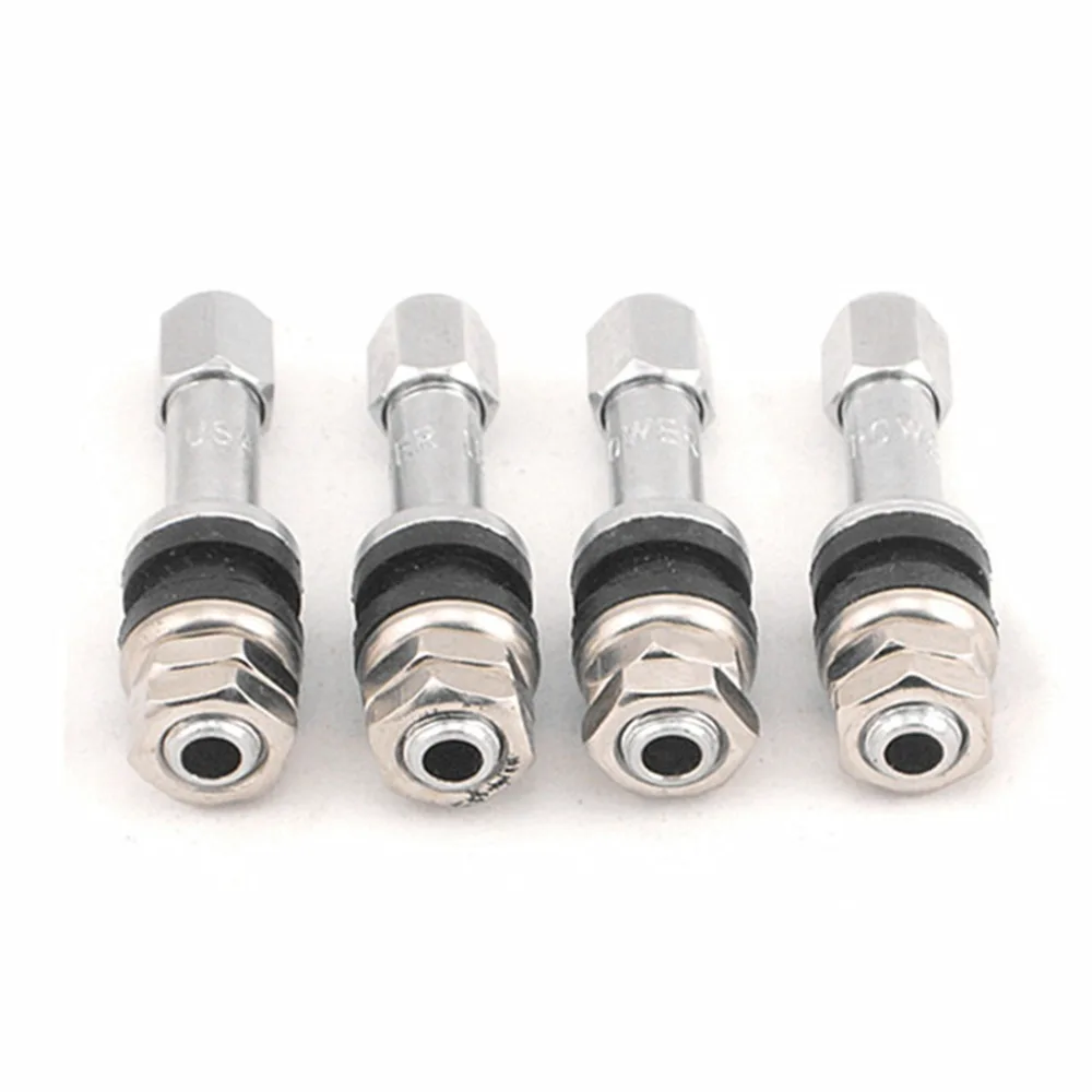 

Bolt On Tire Valve Stems Chrome Metal High Pressure Flush With Stem Caps 4 TR48