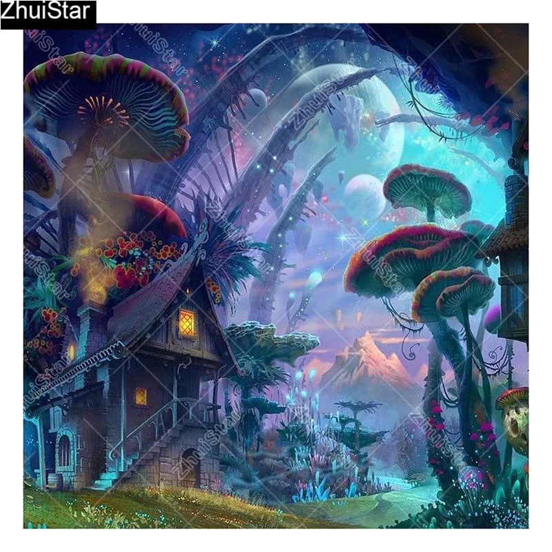 

Full Square/5D DIY Diamond Painting "Mushroom World" Embroidery Cross Stitch Mosaic Home Decor Gift CJ23