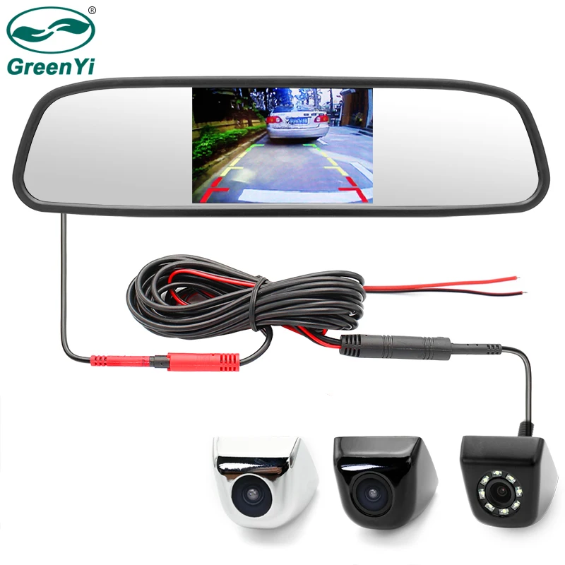 

2in1 CCTV Video Parking Assistance 4.3 Inch Car Rearview Mirror Monitor With Rear View Reverse Backup Camera