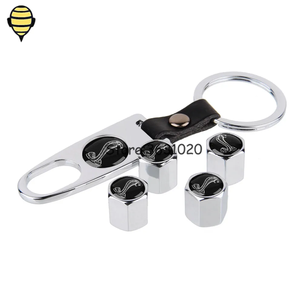For Cobra Logo Kuga Mustang Excape Edge Taurus Explorer Focus Mondeo Car Styling Wheel Tire Valve Stems Caps with Keychain | Автомобили и