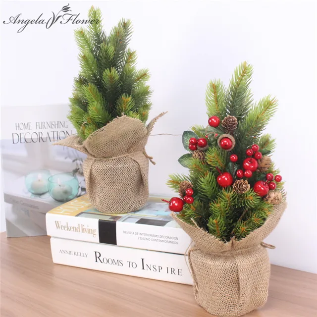 1 set artificial christmas tree green plant with vase and linen simulation plant christmas decoration for - Decorated Artificial Christmas Trees 1 set artificial christmas tree green plant with vase and linen simulation plant christmas decoration for - Decorated Artificial Christmas Trees