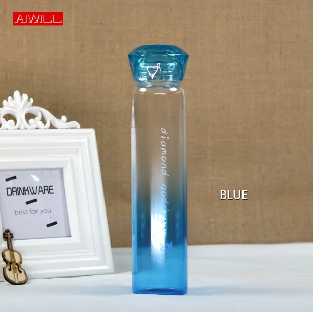 Aiwill Стекло бутылки с водой разноцветные прозрачные модные креативные Для женщин/девочек Портативный воды drinkwares фруктовые бутылки Garrafa - Цвет: Blue
