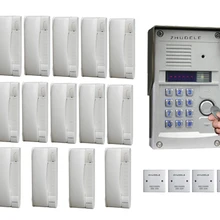 ZHUDELE 14-way interphone Домашняя безопасность аудио телефон двери пароль и ID карты разблокировка функция для 14 квартиры