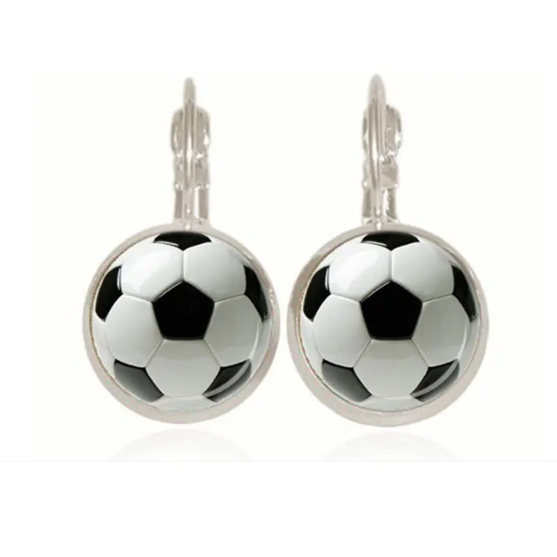 Soccer Ball Earrings Personalized Glass Soccer Football Dangle Earrings