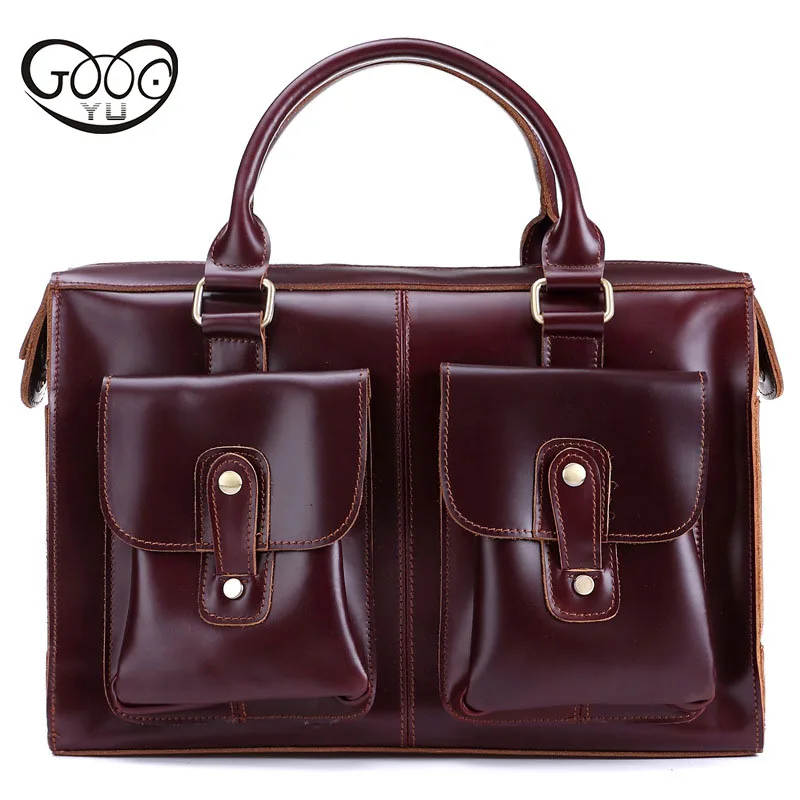 

Outside bag design genuine leather bag New leather handbags business casual briefcase retro first layer of leather tag