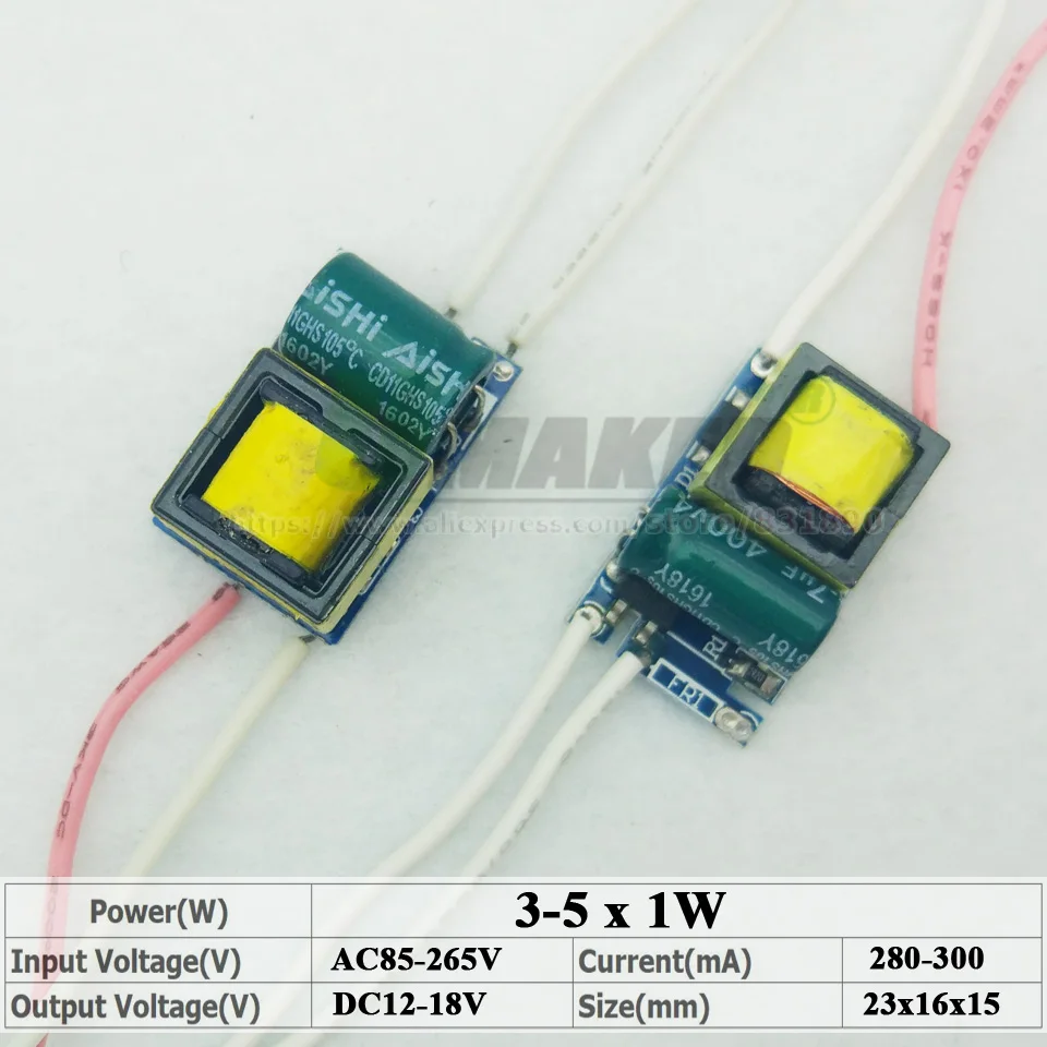 1-36 Вт Светодиодный драйвер вход AC110V/220 В Источник Питания постоянный ток 300 мА IC трансформатор освещения встроенный для DIY светодиодный лампы - Цвет: 3-5x1W