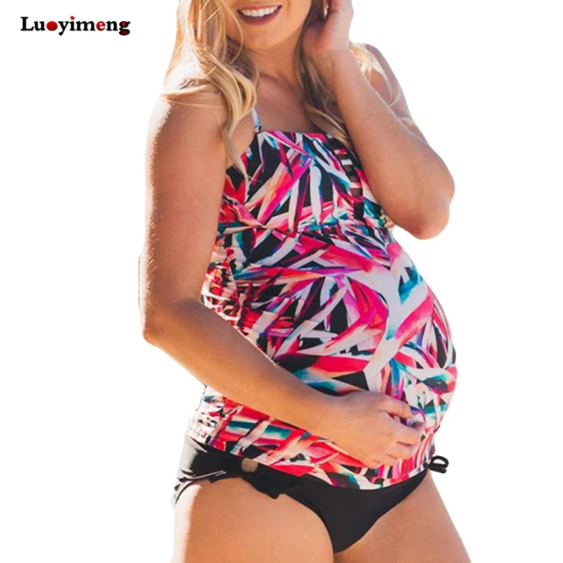 

2018 Sexy Maternity Tankinis Swimsuit Pregnant Swimwear Women Flora Print Bikini Bathing Suit Swim Wear Swimwear For Pregnant