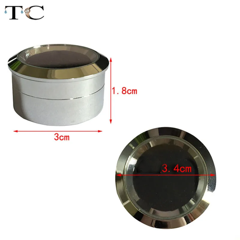 Круглая Алмазная коробка из нержавеющей стали для демонстрации камней, изящные металлические Чехлы для драгоценных камней, Подарочная коробка для ювелирных изделий с бриллиантами 3,4*1,8 см